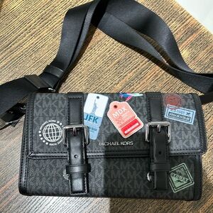 Michael Kors Cooper Embellished Signature Logo Trunk Crossbody Bag Bright black